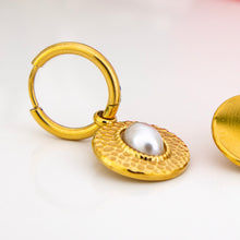 Load image into Gallery viewer, READY TO SHIP Freshwater Pearl Hoop Earrings - Gold Plated FJD$