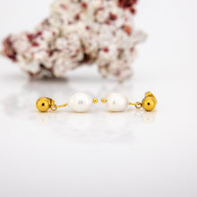 Load image into Gallery viewer, READY TO SHIP Freshwater Pearl Stud Earrings - Gold Plated FJD$