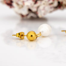 Load image into Gallery viewer, READY TO SHIP Freshwater Pearl Stud Earrings - Gold Plated FJD$