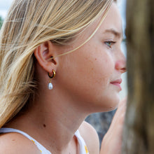 Load image into Gallery viewer, READY TO SHIP Freshwater Pearl Hoop Earrings - Gold Plated FJD$