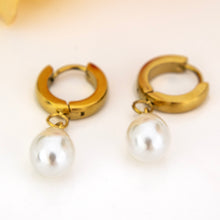 Load image into Gallery viewer, READY TO SHIP Freshwater Pearl Hoop Earrings - Gold Plated FJD$