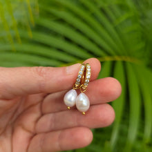 Load image into Gallery viewer, READY TO SHIP Freshwater Pearl Hoop Earrings - Gold Plated FJD$