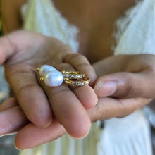 Load image into Gallery viewer, READY TO SHIP Freshwater Pearl Hoop Earrings - Gold Plated FJD$