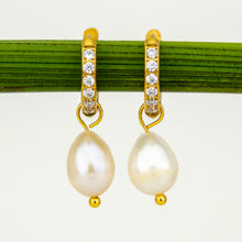 Load image into Gallery viewer, READY TO SHIP Freshwater Pearl Hoop Earrings - Gold Plated FJD$