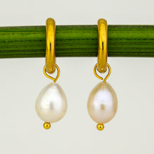 Load image into Gallery viewer, READY TO SHIP Freshwater Pearl Hoop Earrings - Gold Plated FJD$