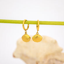Load image into Gallery viewer, READY TO SHIP Shell Hoop Earrings - Gold Plated FJD$