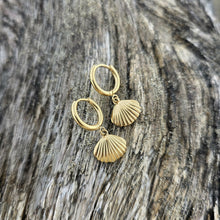 Load image into Gallery viewer, READY TO SHIP Shell Hoop Earrings - Gold Plated FJD$