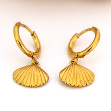 Load image into Gallery viewer, READY TO SHIP Shell Hoop Earrings - Gold Plated FJD$
