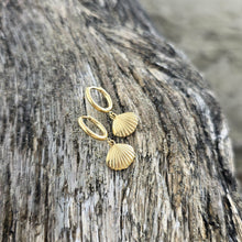 Load image into Gallery viewer, READY TO SHIP Shell Hoop Earrings - Gold Plated FJD$