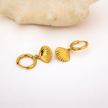 Load image into Gallery viewer, READY TO SHIP Shell Hoop Earrings - Gold Plated FJD$