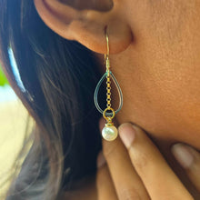 Load image into Gallery viewer, READY TO SHIP Freshwater Pearl & Fishing Line Earrings - 18k Gold Vermeil FJD$