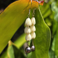 Load image into Gallery viewer, READY TO SHIP Freshwater Pearl Earrings with Pikake Flowers - 18k Gold Vermeil FJD$