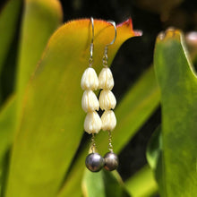 Load image into Gallery viewer, READY TO SHIP Freshwater Pearl Earrings with Pikake Flowers - 18k Gold Vermeil FJD$