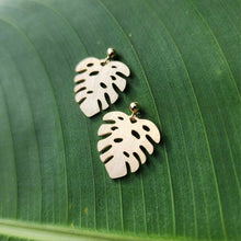 Load image into Gallery viewer, READY TO SHIP Monstera Stud Earrings - 18k Gold Vermeil FJD$