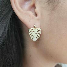Load image into Gallery viewer, READY TO SHIP Monstera Stud Earrings - 18k Gold Vermeil FJD$