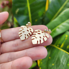 Load image into Gallery viewer, READY TO SHIP Monstera Stud Earrings - 18k Gold Vermeil FJD$