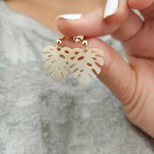 Load image into Gallery viewer, READY TO SHIP Monstera Stud Earrings - 18k Gold Vermeil FJD$