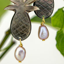 Load image into Gallery viewer, READY TO SHIP Mother of Pearl Earrings with Freshwater Pearl - 18k Gold Vermeil FJD$
