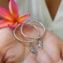 Load image into Gallery viewer, READY TO SHIP Hoop Earrings with Seahorse Charms - 925 Sterling Silver FJD$