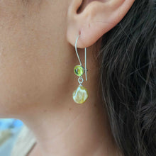 Load image into Gallery viewer, READY TO SHIP Peridot & Fiji Keshi Pearl Drop Earrings - 925 Sterling Silver FJD$