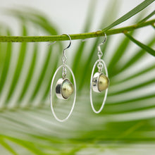 Load image into Gallery viewer, READY TO SHIP Bezel Set Pearl Hoop Earrings - 925 Sterling Silver FJD$