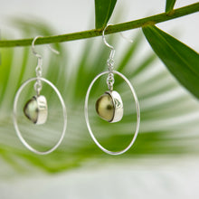 Load image into Gallery viewer, READY TO SHIP Bezel Set Pearl Hoop Earrings - 925 Sterling Silver FJD$