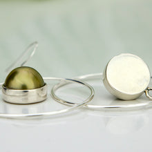 Load image into Gallery viewer, READY TO SHIP Bezel Set Pearl Hoop Earrings - 925 Sterling Silver FJD$