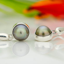 Load image into Gallery viewer, READY TO SHIP Bezel Set Pearl Earrings - 925 Sterling Silver FJD$