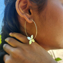 Load image into Gallery viewer, Flower Hoop Earrings Large - 925 Sterling Silver FJD$