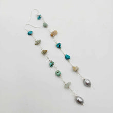 Load image into Gallery viewer, READY TO SHIP Freshwater Pearl & Mixed Stone Drop Earrings - 925 Sterling Silver FJD$