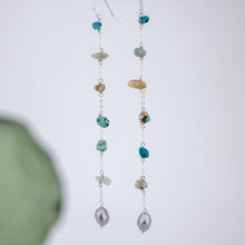 Load image into Gallery viewer, READY TO SHIP Freshwater Pearl & Mixed Stone Drop Earrings - 925 Sterling Silver FJD$