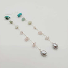 Load image into Gallery viewer, READY TO SHIP Freshwater Pearl & Mixed Stone Drop Earrings - 925 Sterling Silver FJD$
