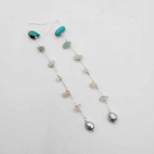 Load image into Gallery viewer, READY TO SHIP Freshwater Pearl & Mixed Stone Drop Earrings - 925 Sterling Silver FJD$