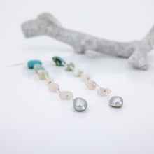 Load image into Gallery viewer, READY TO SHIP Freshwater Pearl & Mixed Stone Drop Earrings - 925 Sterling Silver FJD$