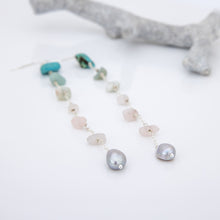 Load image into Gallery viewer, READY TO SHIP Freshwater Pearl & Mixed Stone Drop Earrings - 925 Sterling Silver FJD$