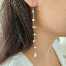 Load image into Gallery viewer, READY TO SHIP Freshwater Pearl & Mixed Stone Drop Earrings - 925 Sterling Silver FJD$