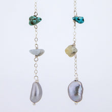 Load image into Gallery viewer, READY TO SHIP Freshwater Pearl & Mixed Stone Drop Earrings - 925 Sterling Silver FJD$