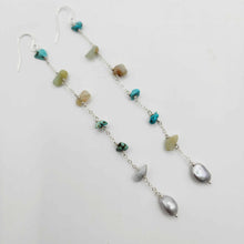 Load image into Gallery viewer, READY TO SHIP Freshwater Pearl & Mixed Stone Drop Earrings - 925 Sterling Silver FJD$