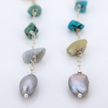 Load image into Gallery viewer, READY TO SHIP Freshwater Pearl & Mixed Stone Drop Earrings - 925 Sterling Silver FJD$