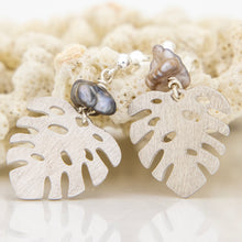 Load image into Gallery viewer, READY TO SHIP Monstera & Keshi Pearl Stud Earrings - 925 Sterling Silver FJD$