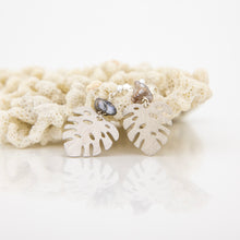 Load image into Gallery viewer, READY TO SHIP Monstera & Keshi Pearl Stud Earrings - 925 Sterling Silver FJD$