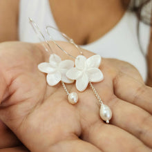 Load image into Gallery viewer, READY TO SHIP Mother of Pearl Drop Earrings with Freshwater Pearls in 925 Sterling Silver - FJD$