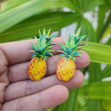 Load image into Gallery viewer, READY TO SHIP Large Pineapple Resin Earrings - 925 Sterling Silver FJD$