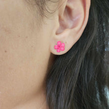 Load image into Gallery viewer, READY TO SHIP Hibiscus Flower Stud Earrings - 925 Sterling Silver FJD$