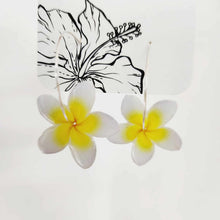Load image into Gallery viewer, READY TO SHIP Frangipani Flower Hoop Earrings - 925 Sterling Silver FJD$