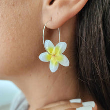 Load image into Gallery viewer, READY TO SHIP Frangipani Flower Hoop Earrings - 925 Sterling Silver FJD$