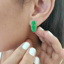 Load image into Gallery viewer, READY TO SHIP Leaf Resin Stud Earrings - 925 Sterling Silver FJD$