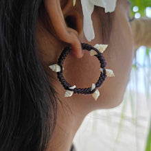 Load image into Gallery viewer, READY TO SHIP Shell Hoop Earrings - 925 Sterling Silver & Nylon FJD$
