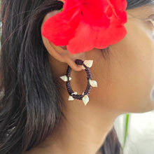 Load image into Gallery viewer, READY TO SHIP Shell Hoop Earrings - 925 Sterling Silver & Nylon FJD$