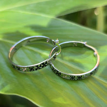 Load image into Gallery viewer, READY TO SHIP Tapa Hoop Earrings in 925 Sterling Silver - FJD$